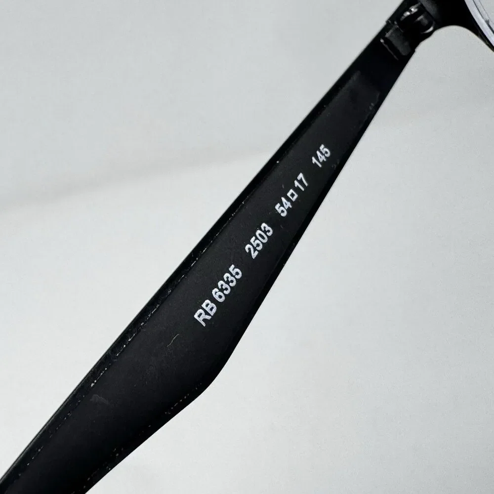 Ray-Ban RB6335 2503 Black Semi-Rimless Eyeglass Frames 54-17-145 Authentic
